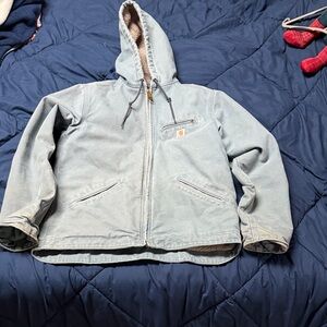 Carhartt Light Blue Hooded Work Coat